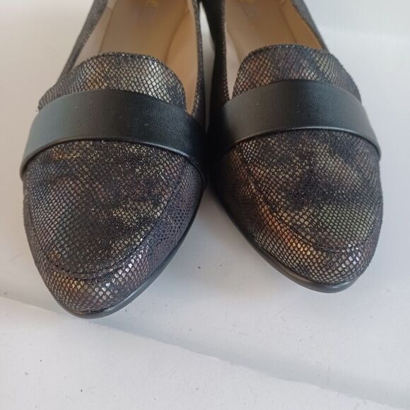 Easy Spirit Sz 7.5W Flats e360 Esadalynn Slip On Low Wedge Snake Dark Metallic - Picture 3 of 11